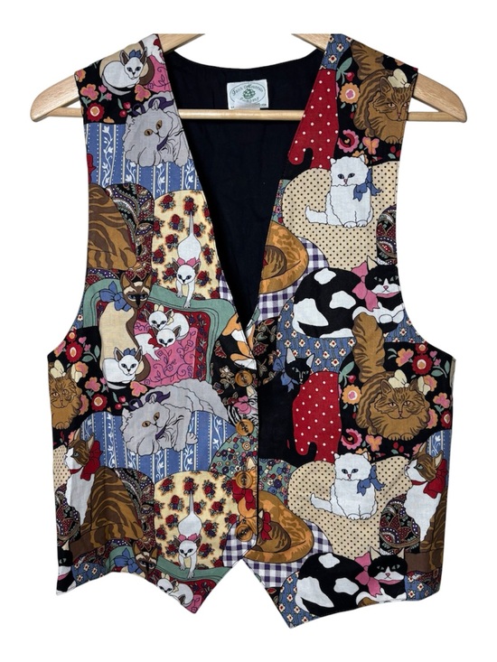 Faith Mountain Co Jackets & Blazers - Vintage Faith Mountain Company Cat Lover Vest Women's Small Made USA Grannycore